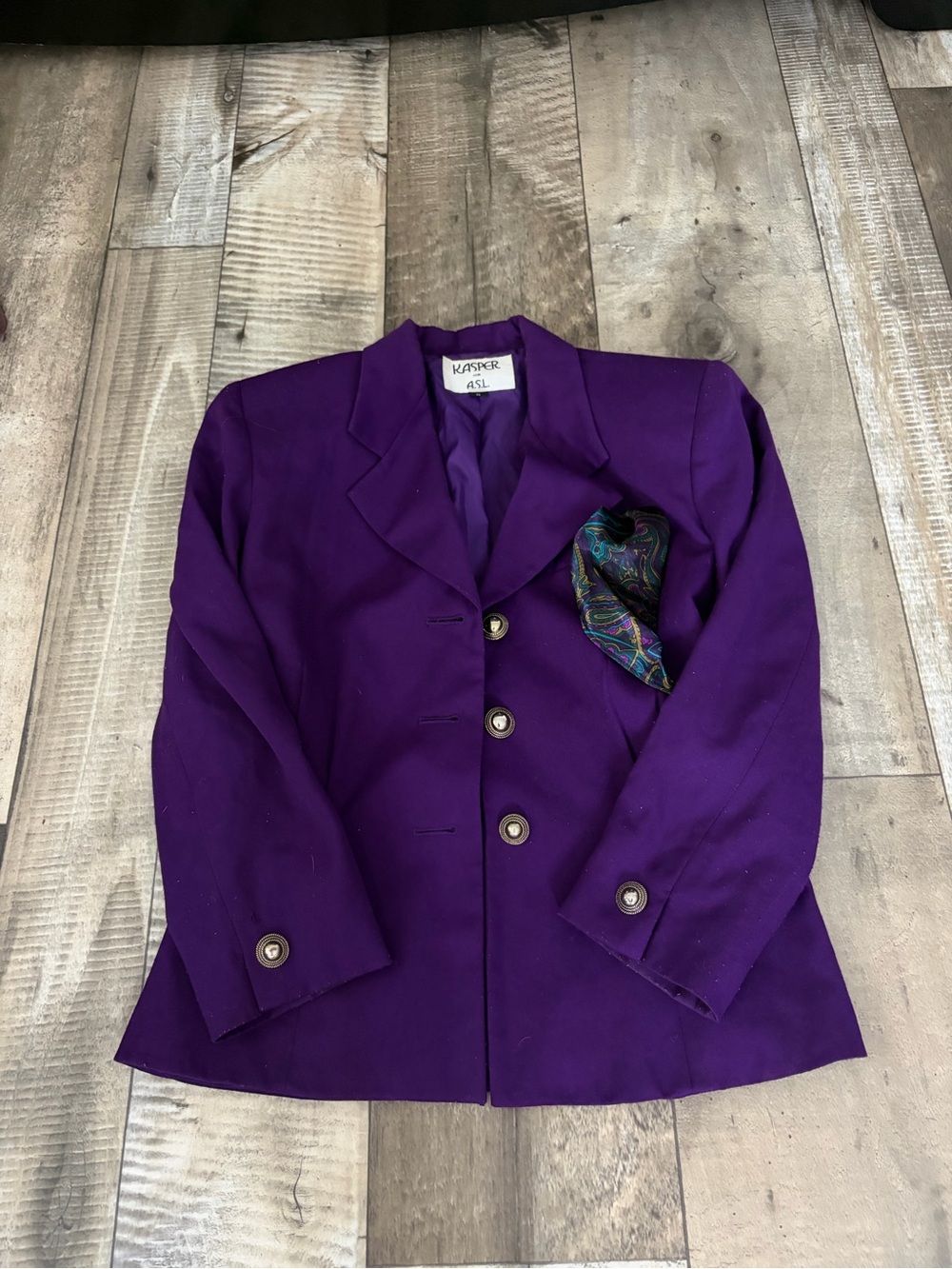 Kasper Purple Women's Jacket with Paisley Pocket Square
